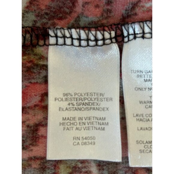 Jones Studio Womens Sleeveless V-Neck Top Size 14W Red/Black/Green Abstract Prin - Picture 7 of 9